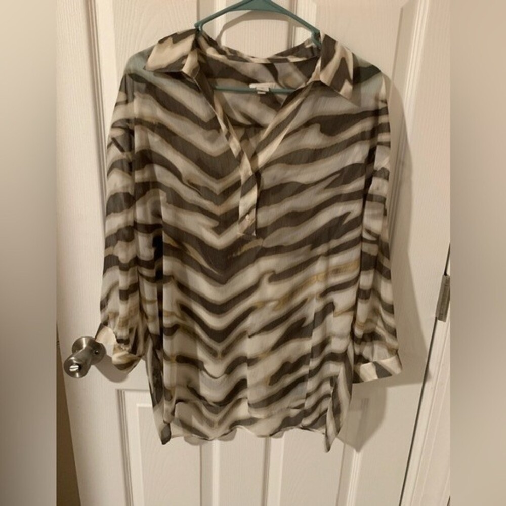 Chico’s Animal Print Sheer Top - Size 2